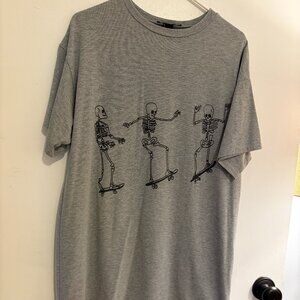 Forever 21 Skateboarding Skeletons T-Shirt Dress - S